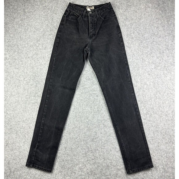 VTG Guess Jeans Womens 28 Long Faded Black Gray Tapered Logo USA Made Y2K 90s - Picture 12 of 16